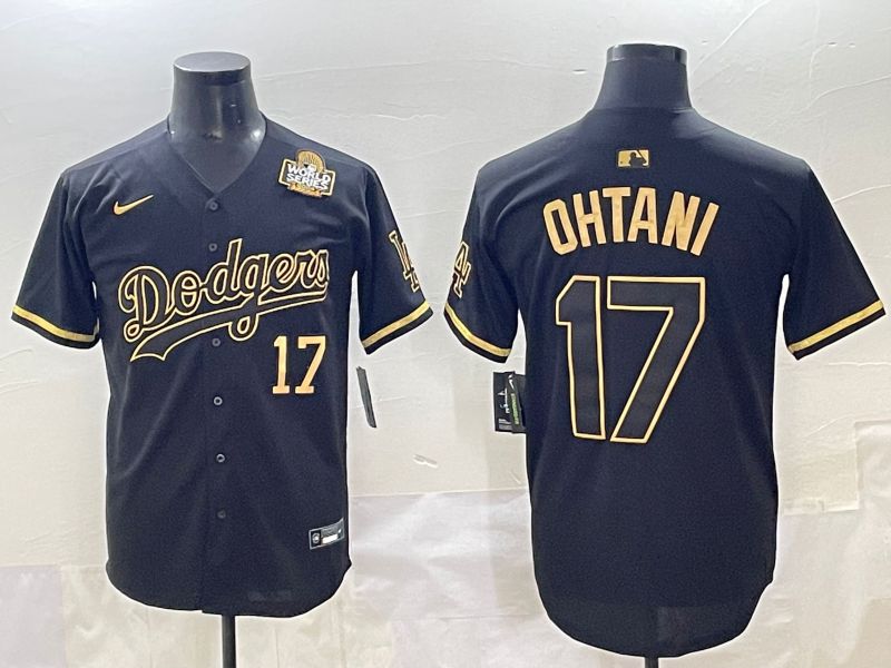 Men 2025 Los Angeles Dodgers #17 Ohtani Black Gold Five generations Nike MLB Jersey style 10
